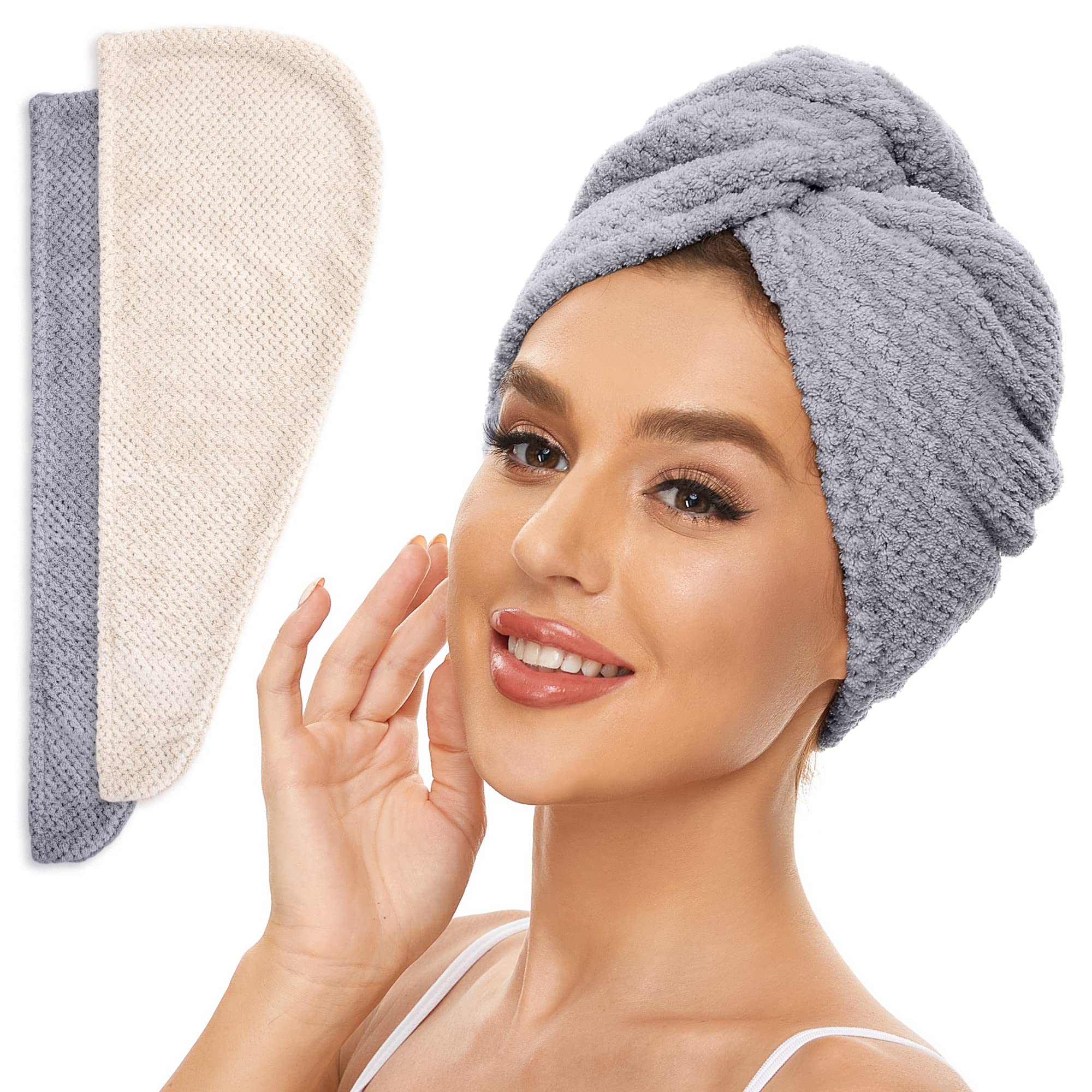 SimpleField: toalla de microfibra beige para secado rápido del cabello