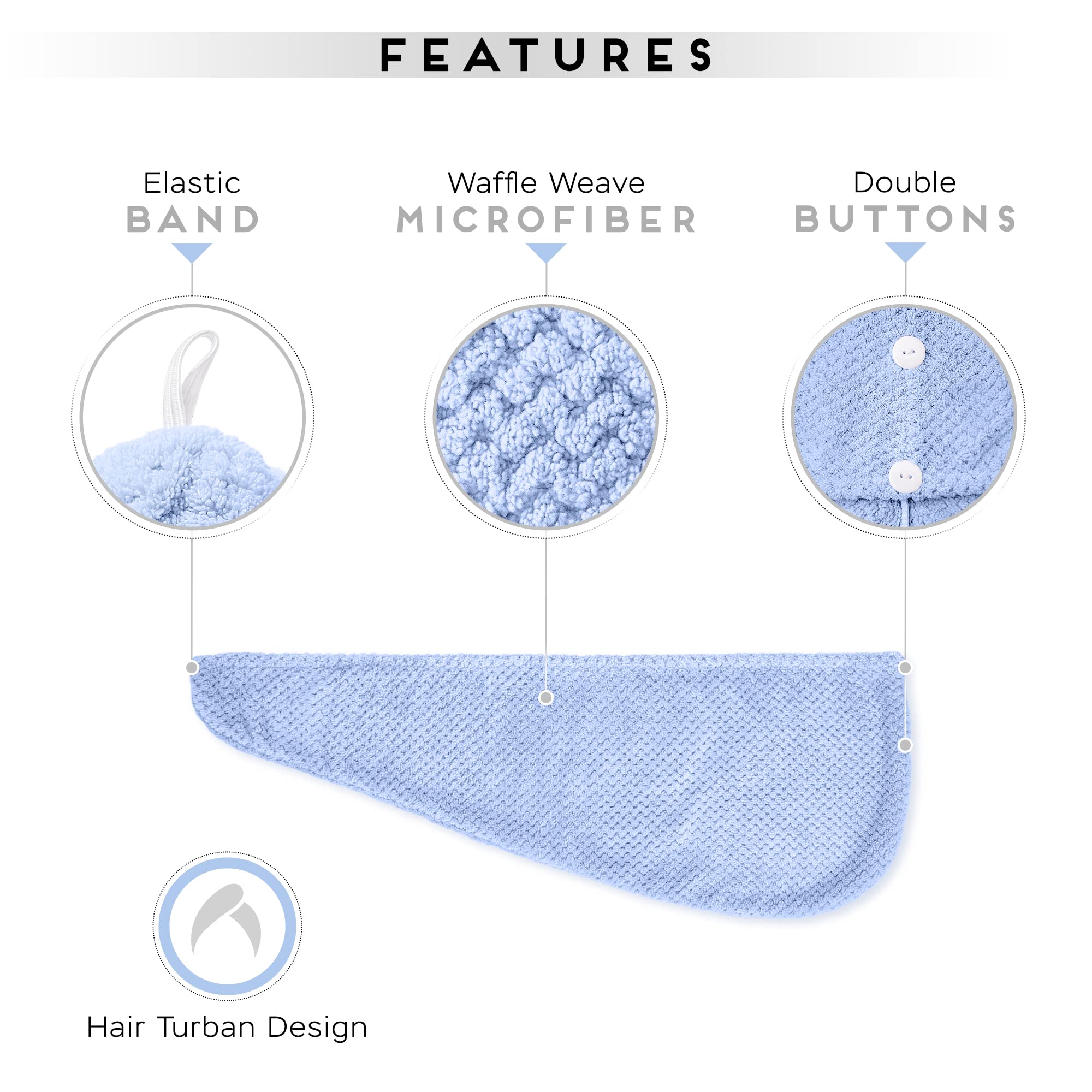 SimpleField turbante para cabello con doble botón y ajuste suave