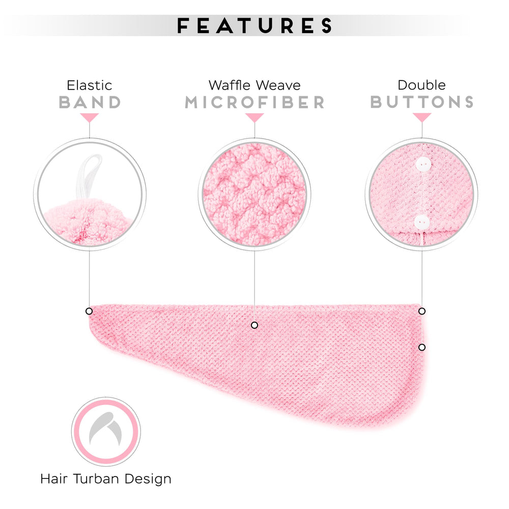 SimpleField turbante de cabello rosa con doble botones para ajuste cómodo