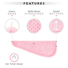 SimpleField turbante de cabello rosa con doble botones para ajuste cómodo
