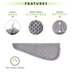 El turbante SimpleField con doble botón y banda ajustable se adapta a distintas longitudes.