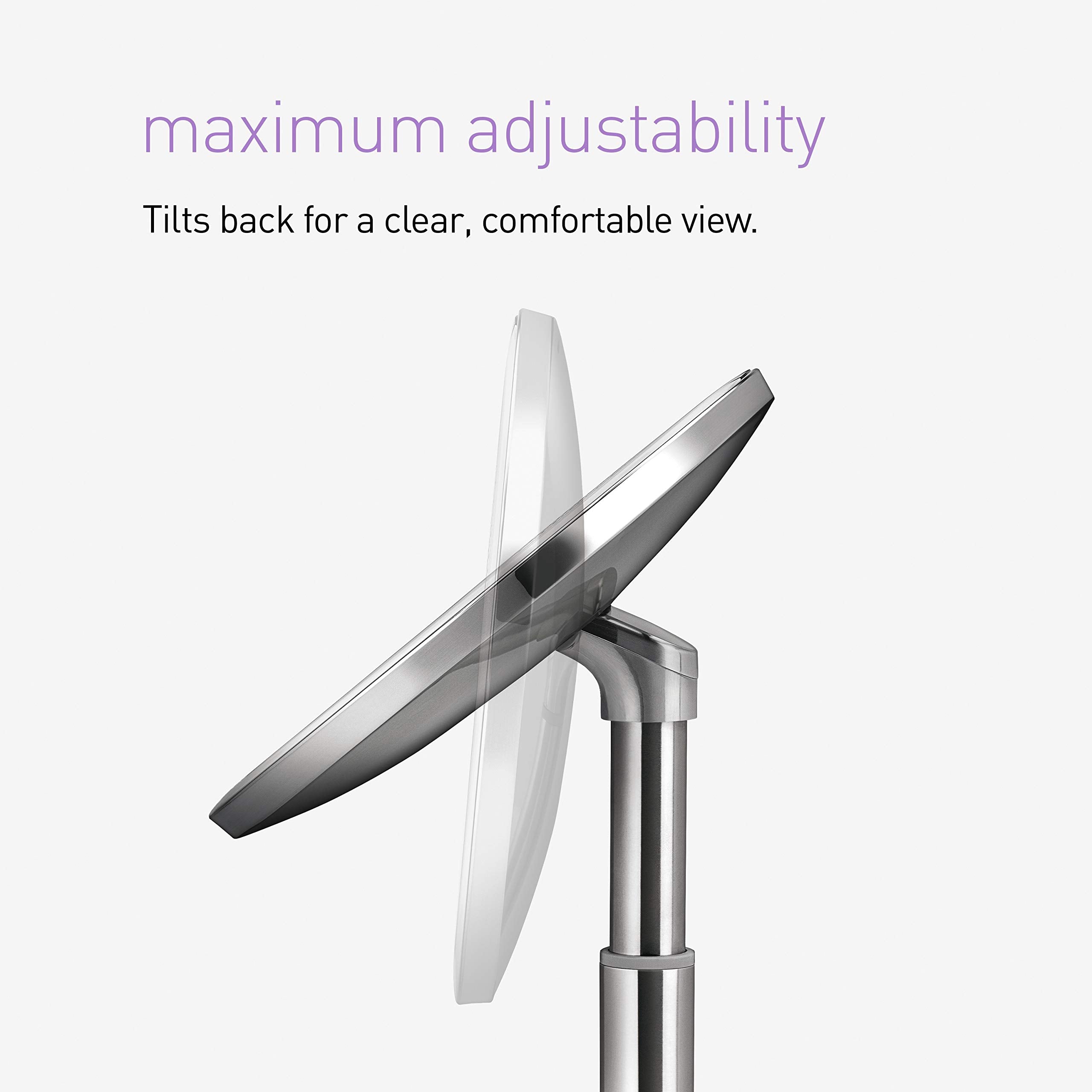 Simplehuman dual light settings daylight and candlelight checks.