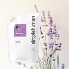 simplehuman lavender refill pouch back view with resealable design