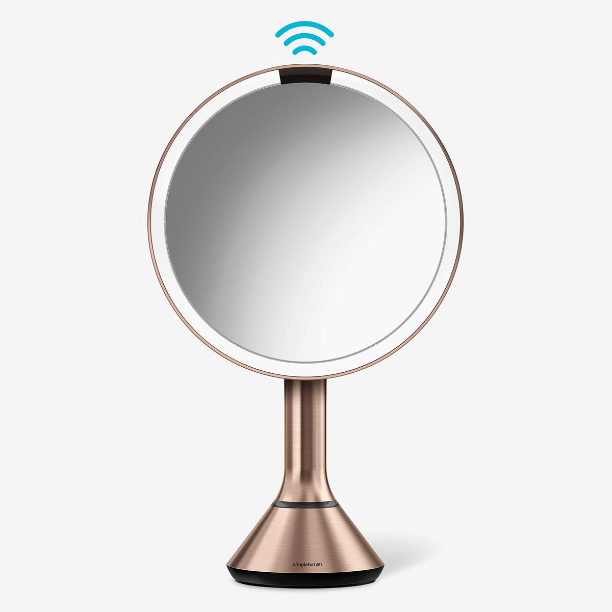 Simplehuman sensor mirror 8-inch round with hands-free lighting when approaching.