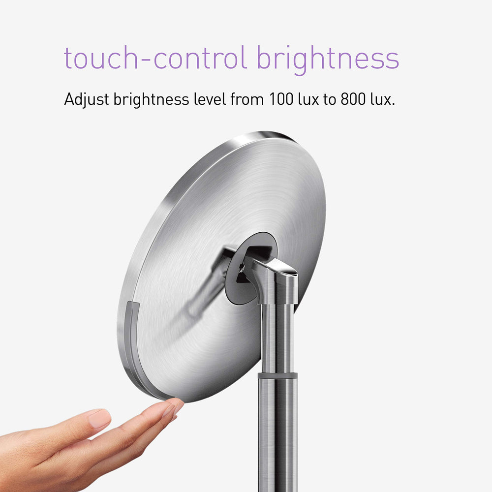 Simplehuman touch-control brightness for seamless lighting adjustments.