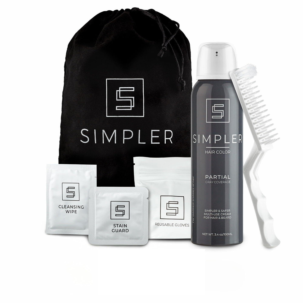 SIMPLER HAIR COLOR partial coverage bottle showing the subtle gray blending option