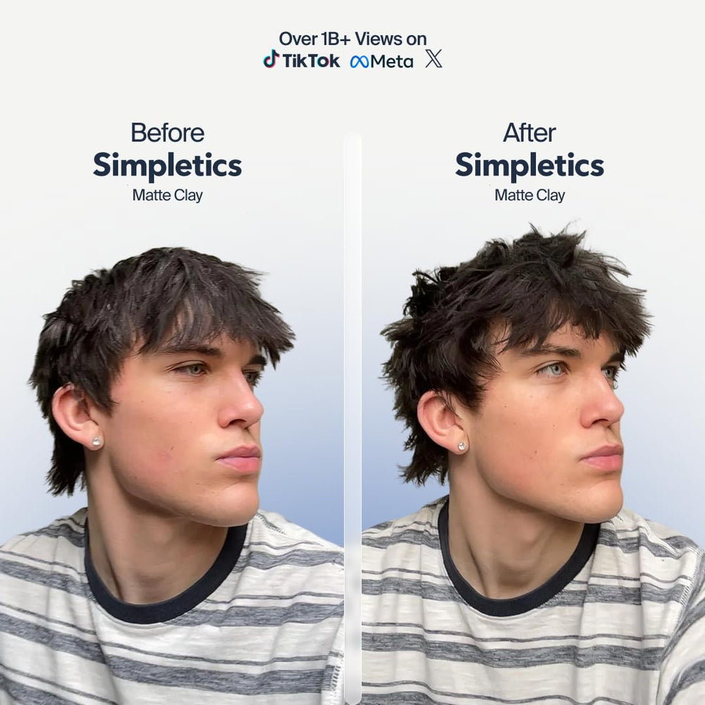 Simpletics Vanilla Hair Clay in hand for easy texture and volume.