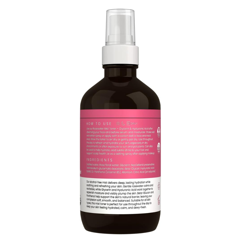 Fijar maquillaje suave con bruma ligera de rosewater sin peso.