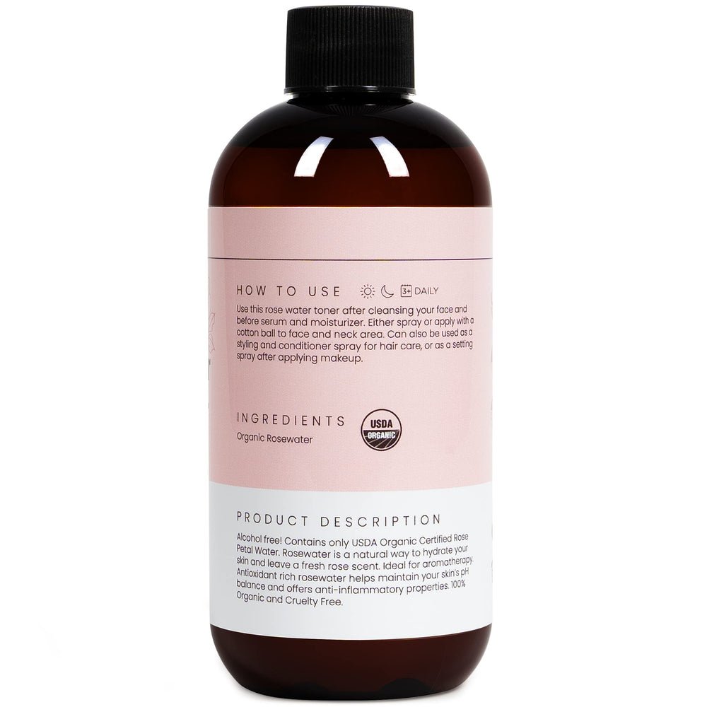 Simplified Skin rosewater spray applied to the face for soothing hydration.