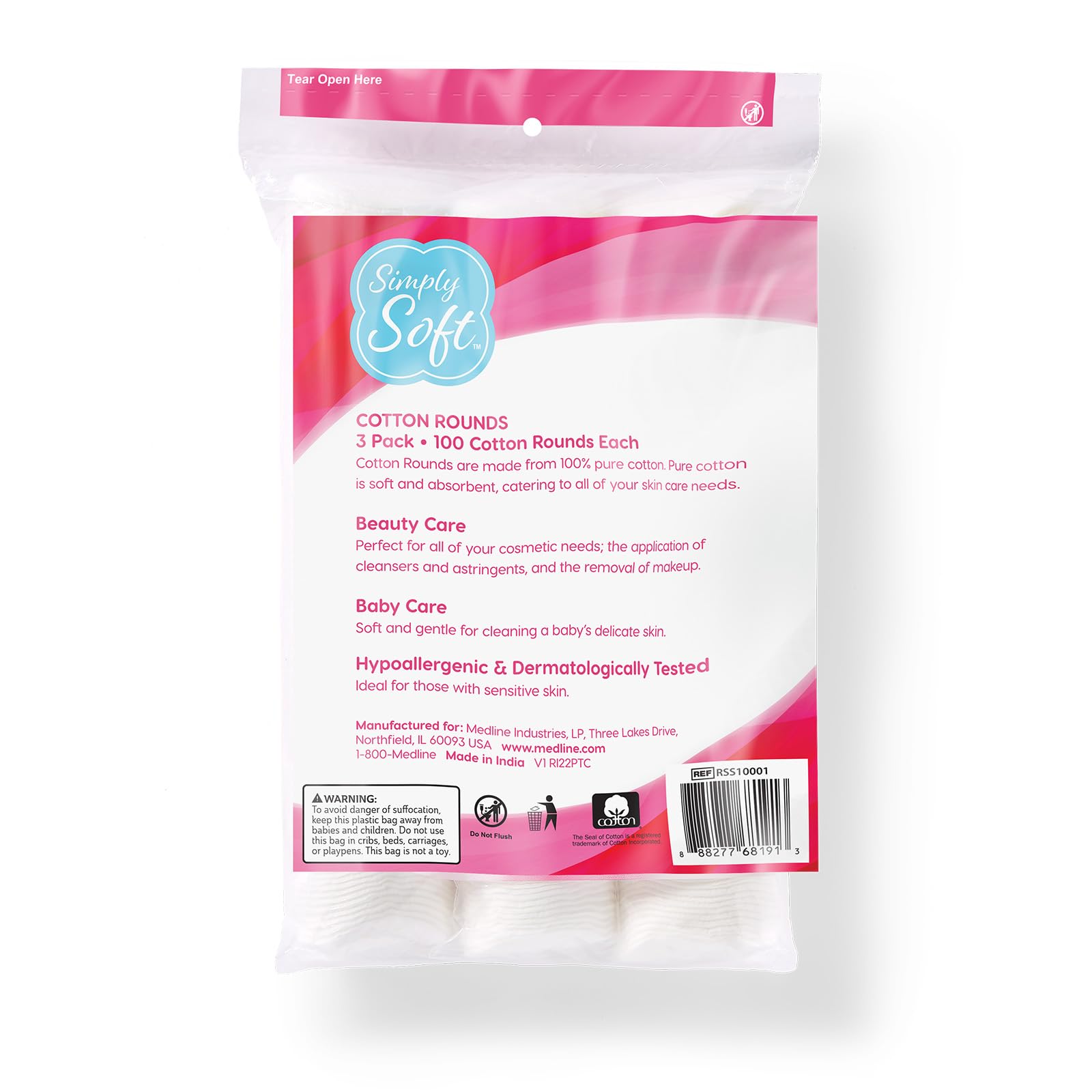 Simply Soft Cotton Rounds four-layer design balancing absorbency and a smooth outer surface