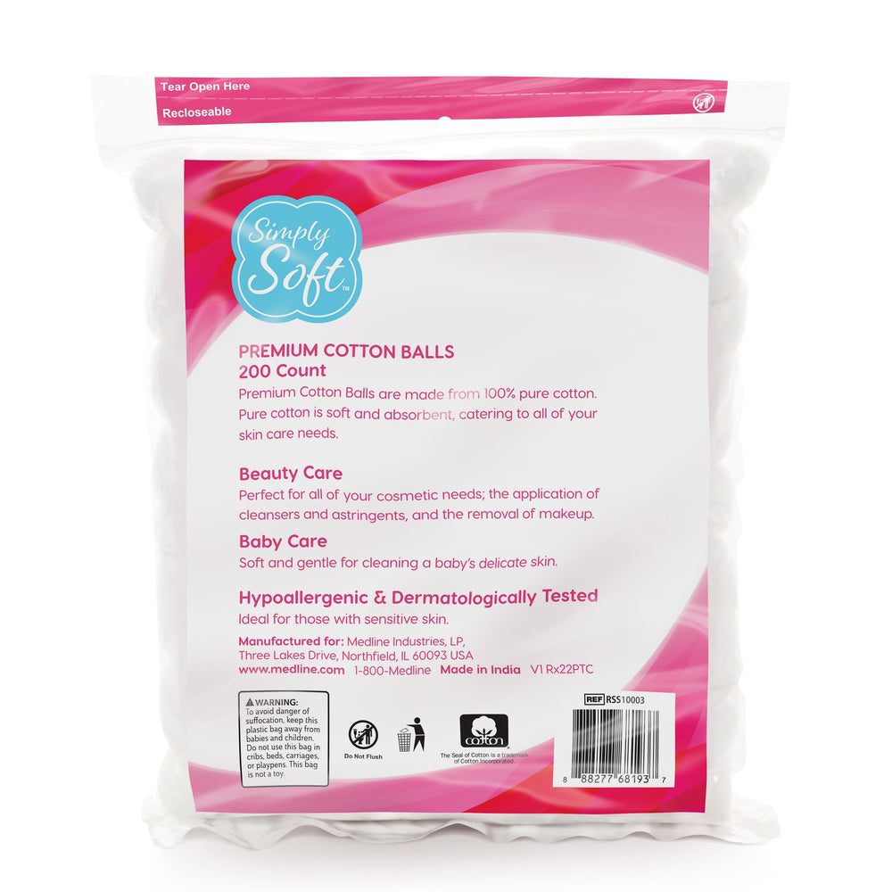 Simply Soft cotton balls nail-polish-remover highlight clean makeup removal with minimal lint.