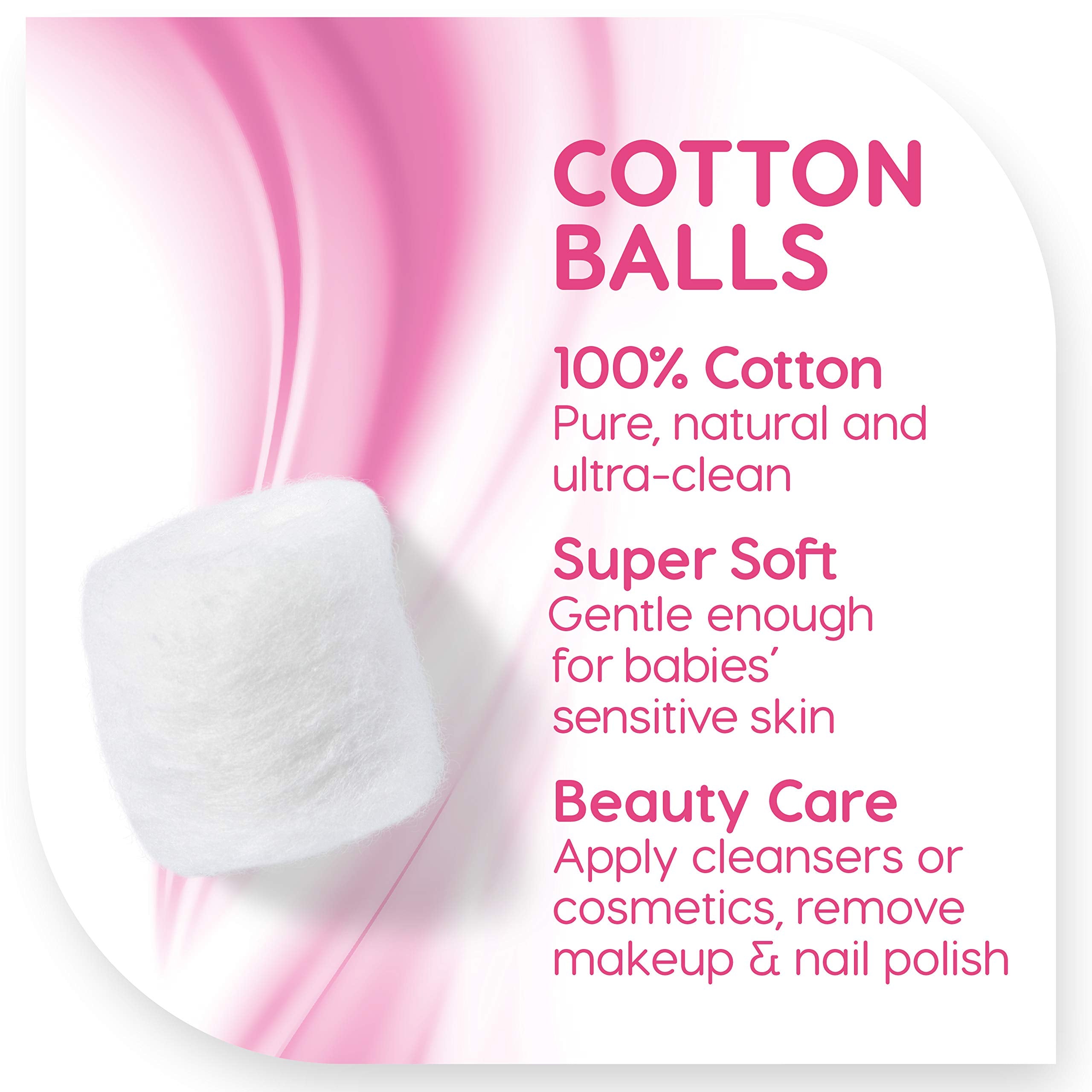 Simply Soft premium cotton balls soft-texture offer plush feel for delicate facial care.