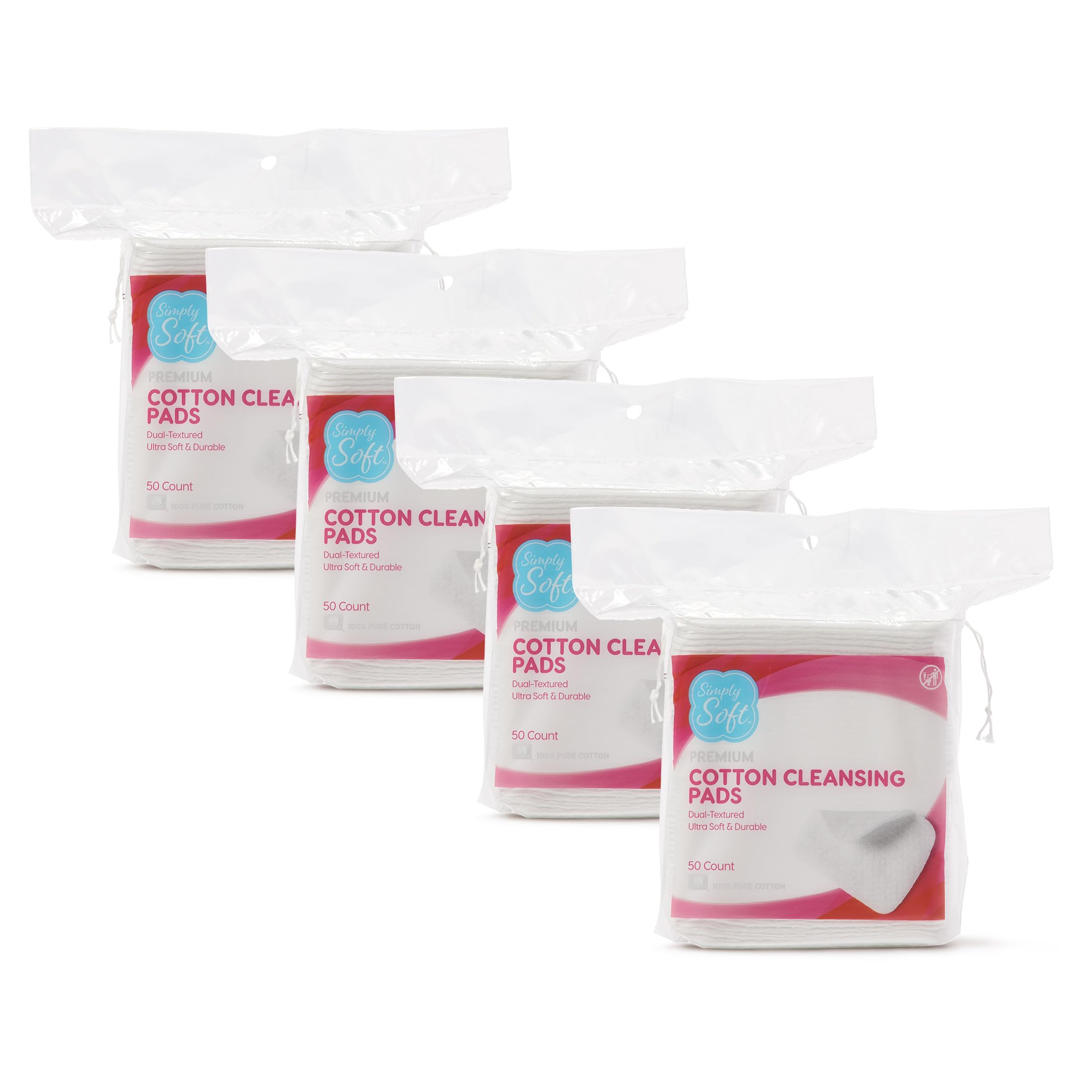 Simply Soft Premium Jumbo Cotton Pad packaging close-up for gentle cleanser application