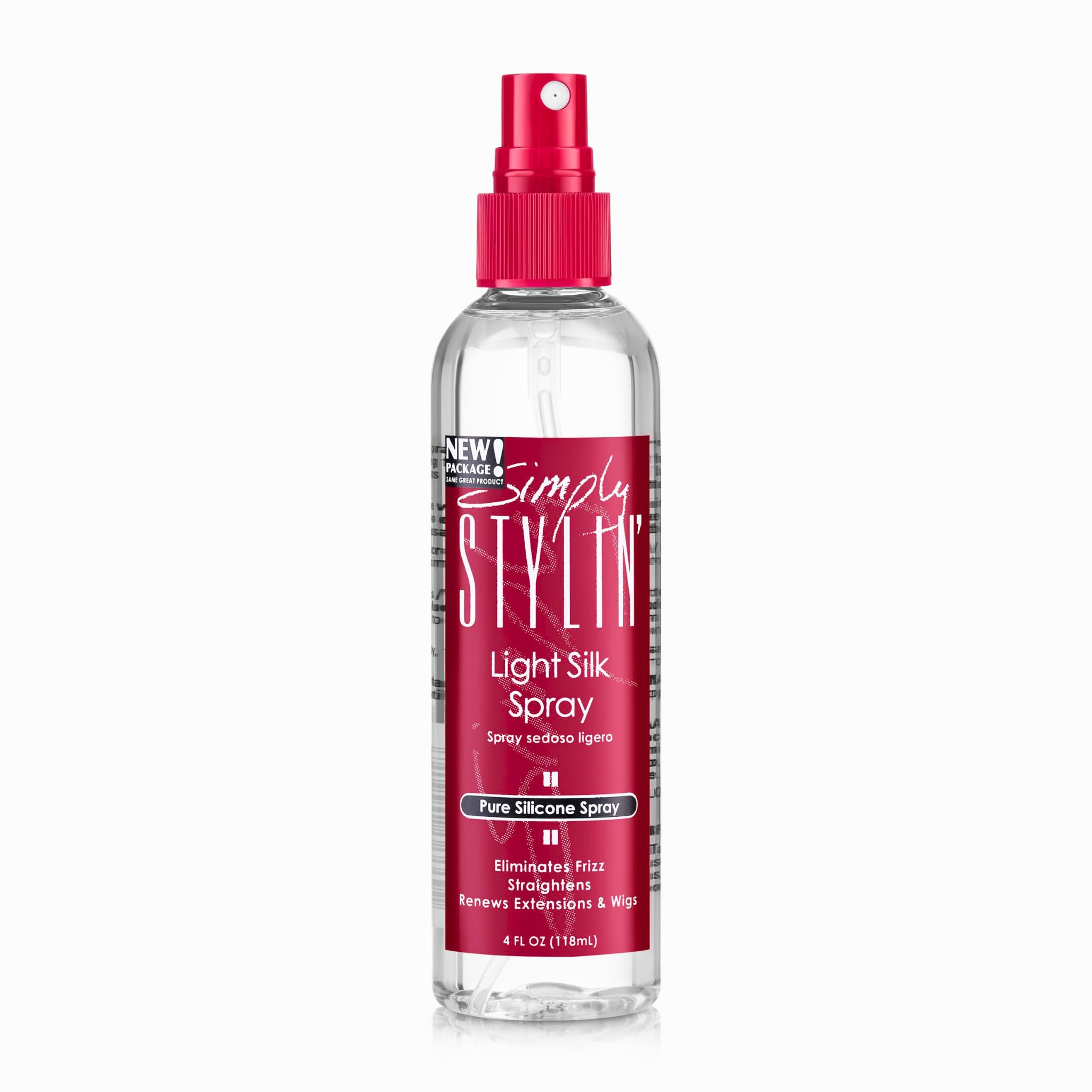 Spray Simply Stylin' para cabello con seda ligera, suavidad y control del frizz.