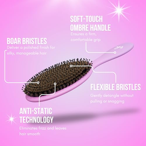 SimplyHair soft boar bristles add shine while reducing resistance