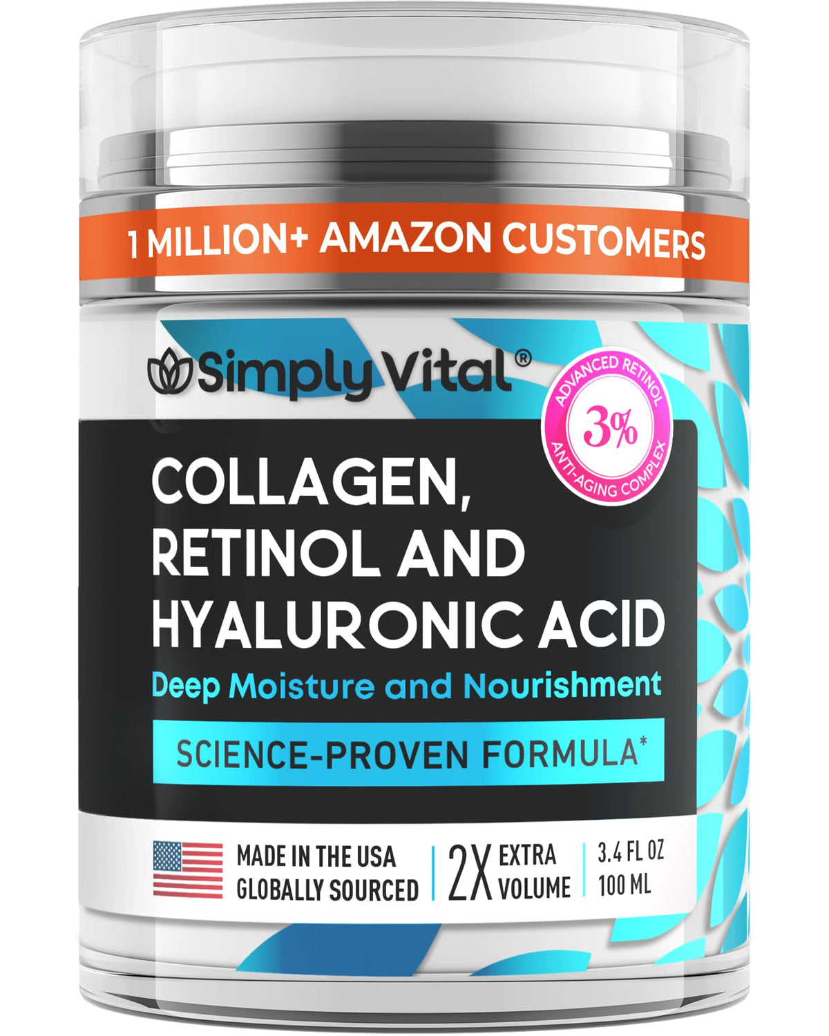 SimplyVital anti-aging face moisturizer jar for daily hydration.