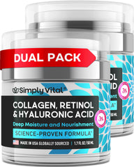 SimplyVital anti-aging moisturizer retinol jar shows smooth application and daily hydration.