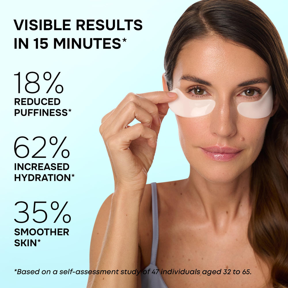Parches SimplyVital ojeras hidratantes con ácido hialurónico para mirada más fresca.