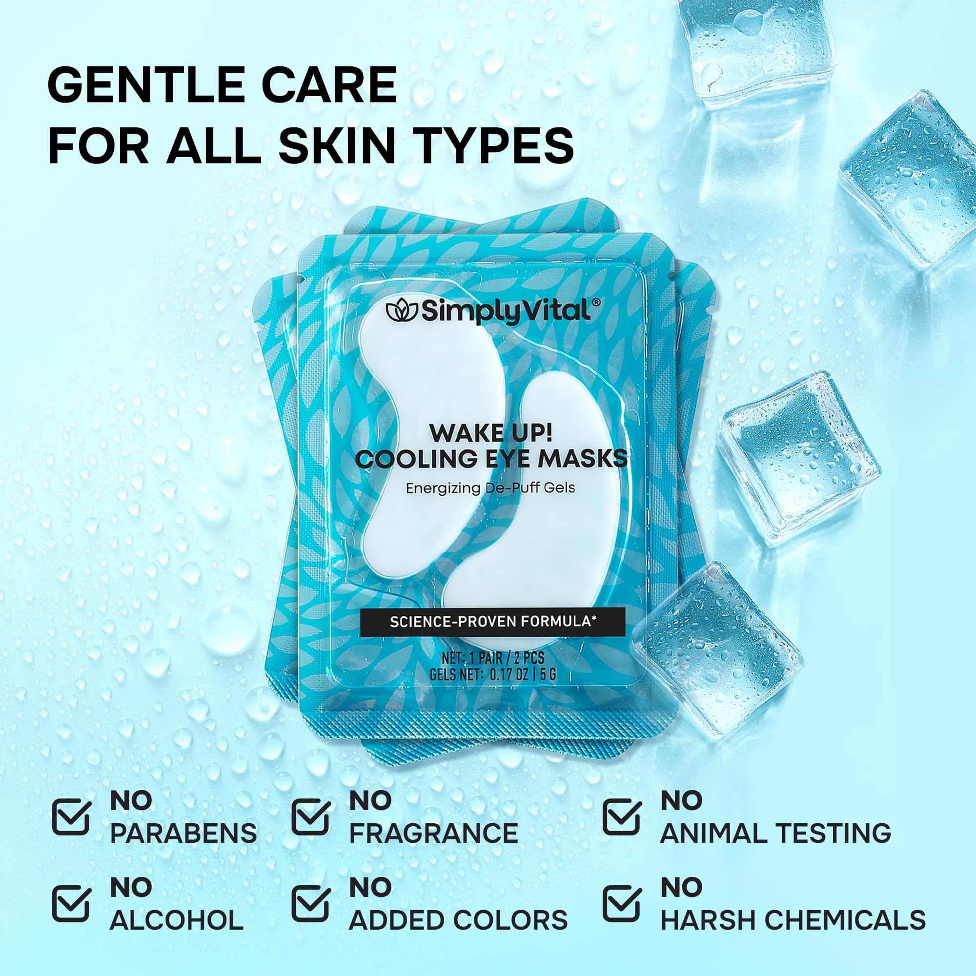 Parches SimplyVital ojeras para viaje, compactos y fáciles de llevar.