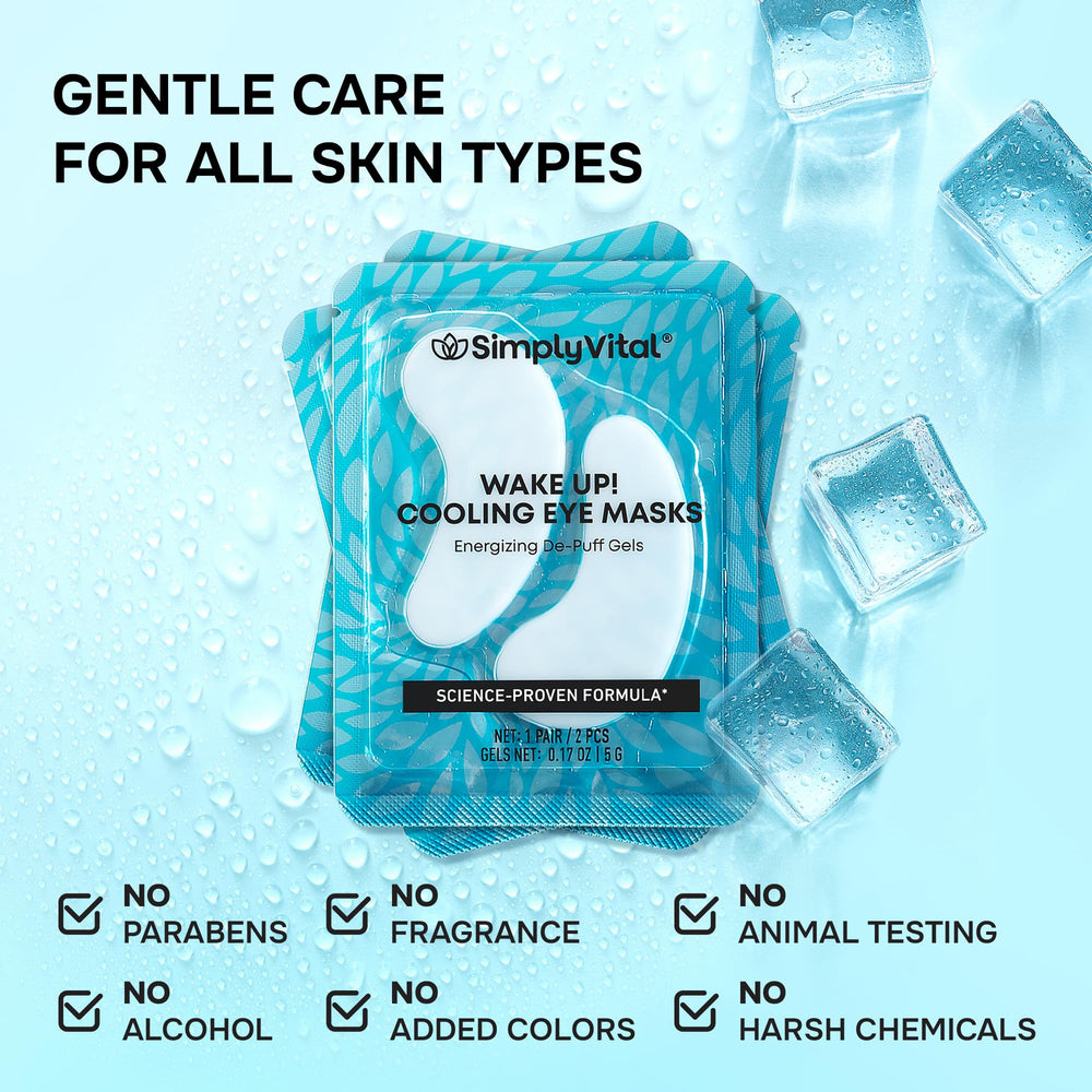 Parches SimplyVital ojeras para viaje, compactos y fáciles de llevar.