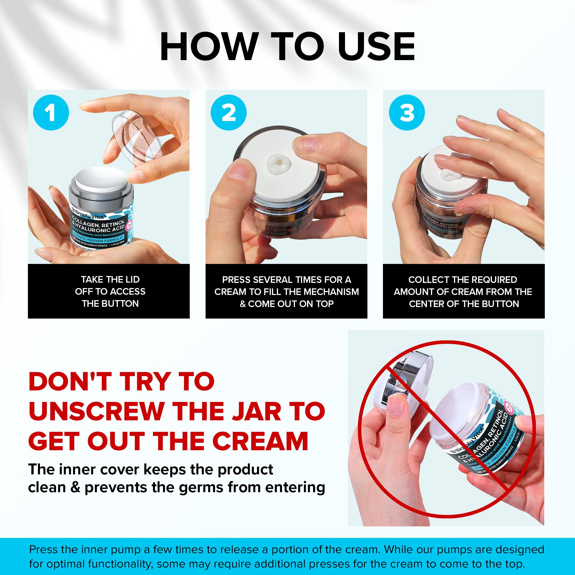 SimplyVital texture swirl reveals a dense, nourishing cream on skin.