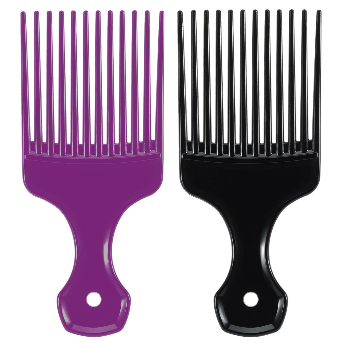 SIMPOR hair pick purple front view for smooth detangling of curls