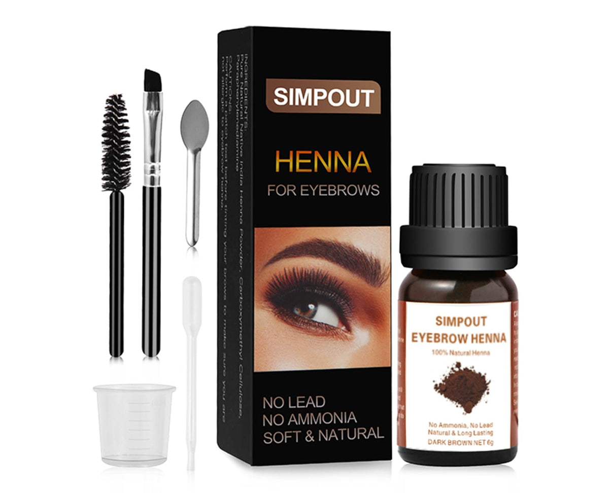 Simpout henna hair powder in dark brown for natural color development.
