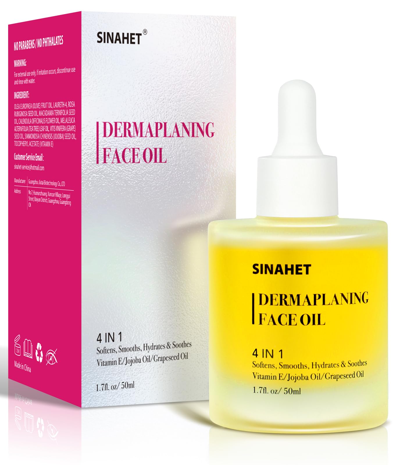 SINAHET Dermaplaning Oil para la cara, barrera suave para un afeitado cómodo.