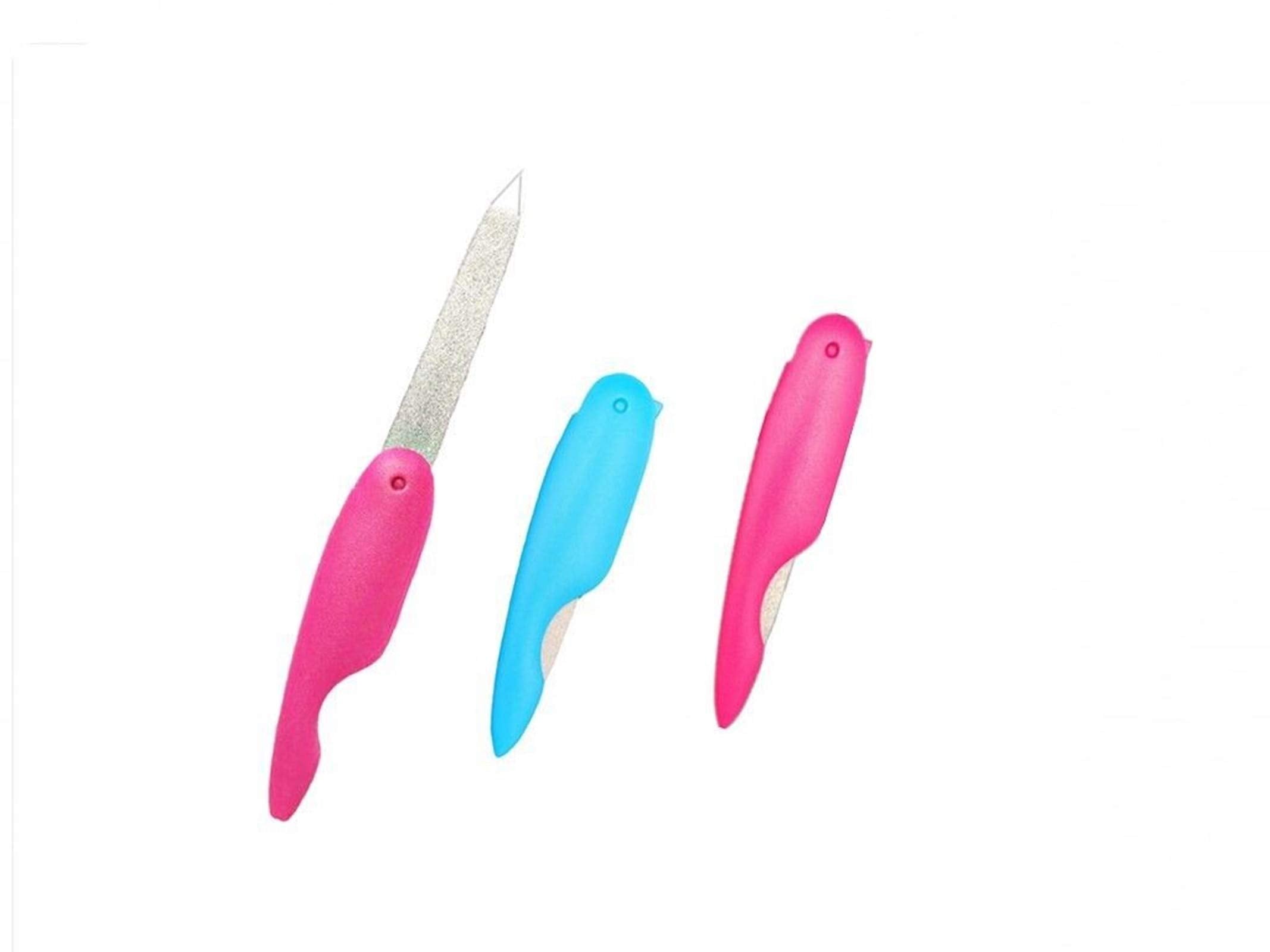 Sinen blue compact metal folding nail file for on-the-go care.