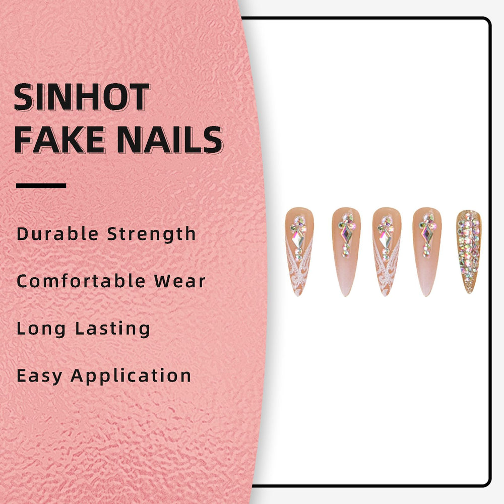 Salon-quality SINHOT nails look at home with glossy white design.