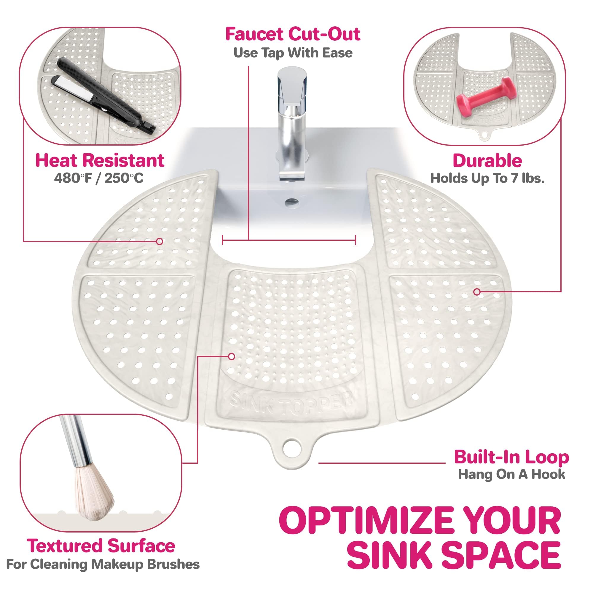 Sink Topper holds up to 7 lbs for stable tool placement.