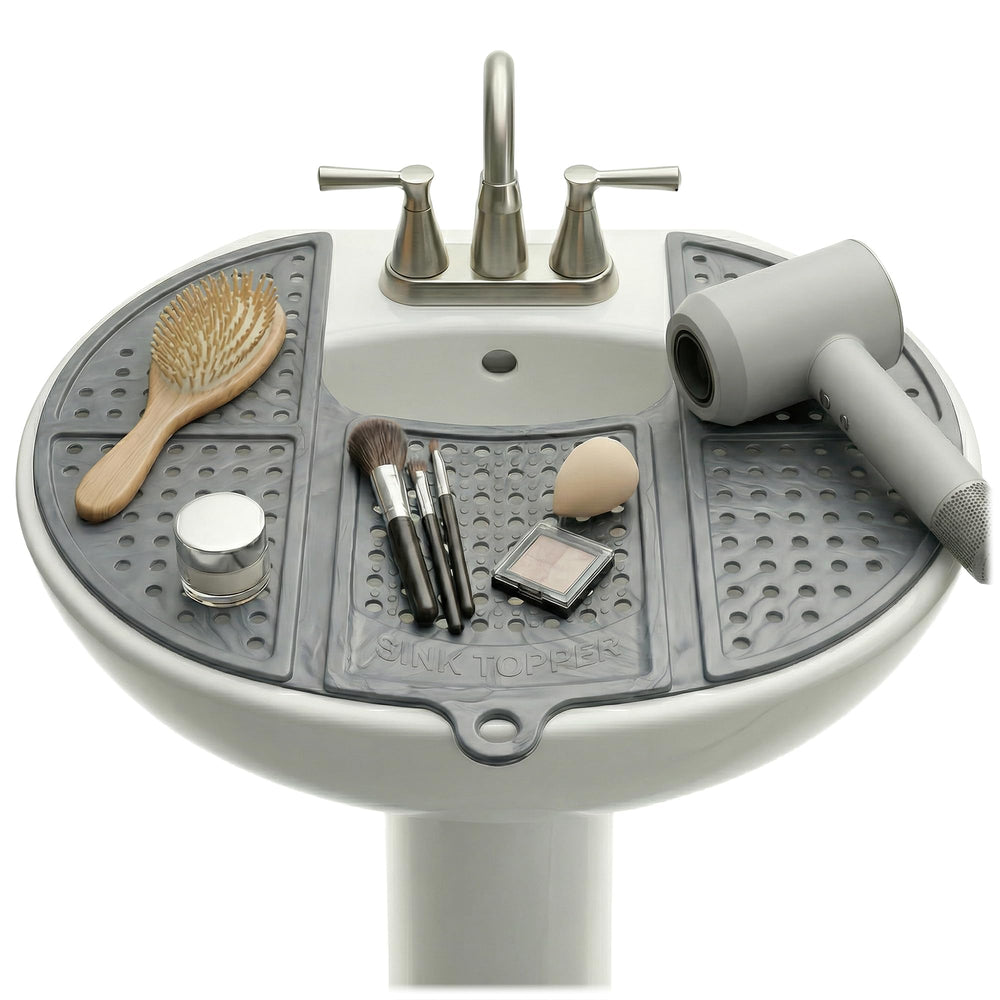 Sink Topper folds over the sink, protecting surfaces from hot tools up to 480°F.