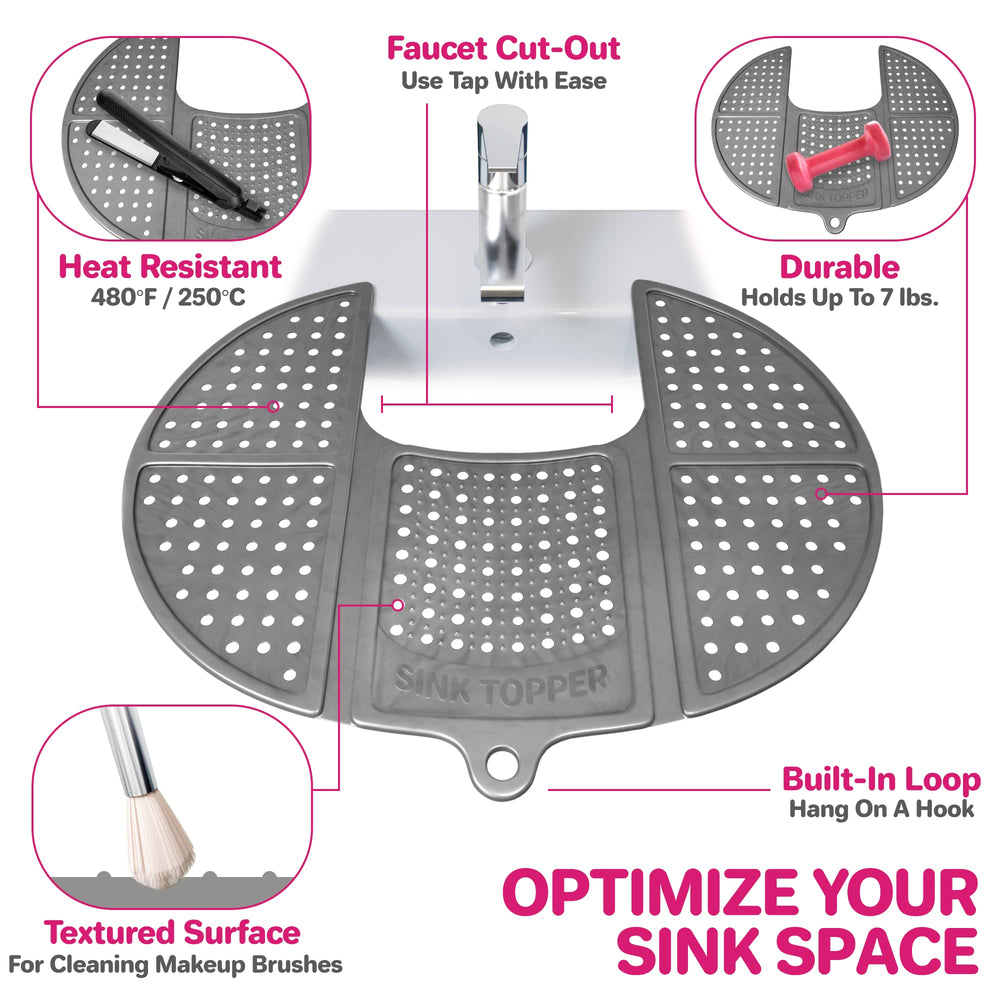 Sink Topper makeup brush storage keeps tools organized and ready.