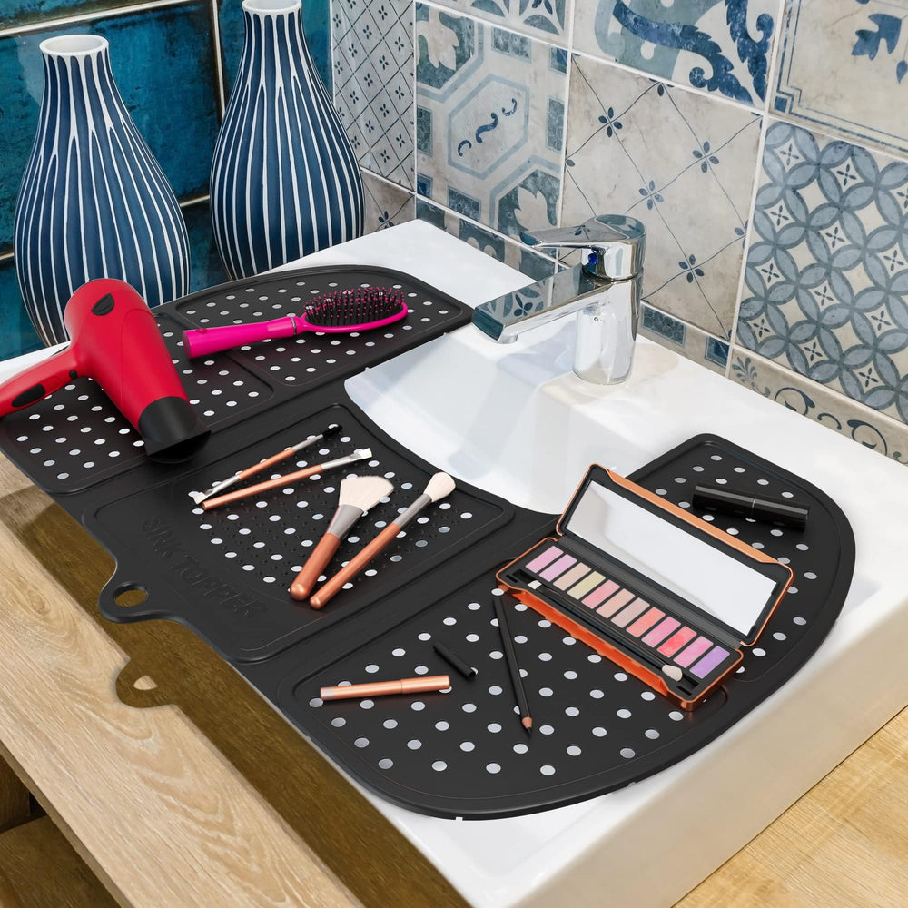 Sink Topper non-slip surface prevents slips during styling.