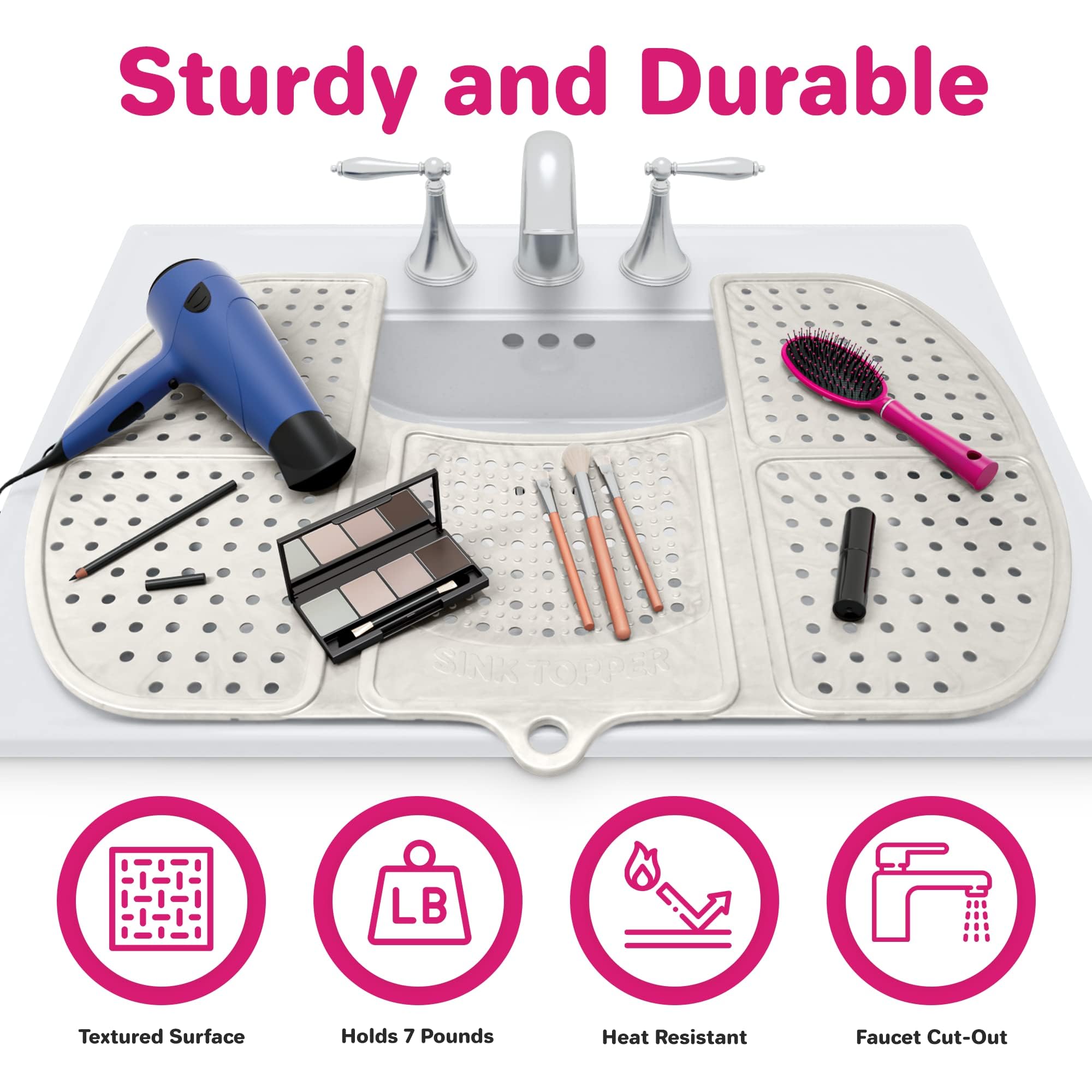 Sink Topper protects bathroom surfaces while cleaning brushes and tools.