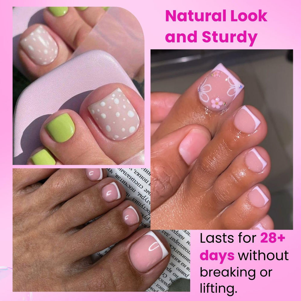 SINOKAME puntas uñas pie, cuadradas con diseño limpio