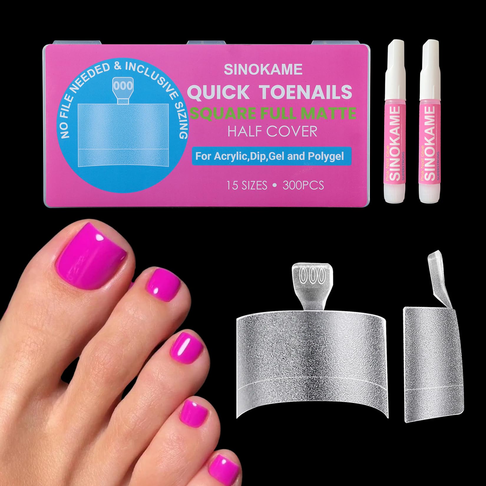 SINOKAME puntas uñas pie, gel suave para pedicure cómodo