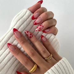 SINSEN uñas postizas San Valentín con corazón rojo para look festivo