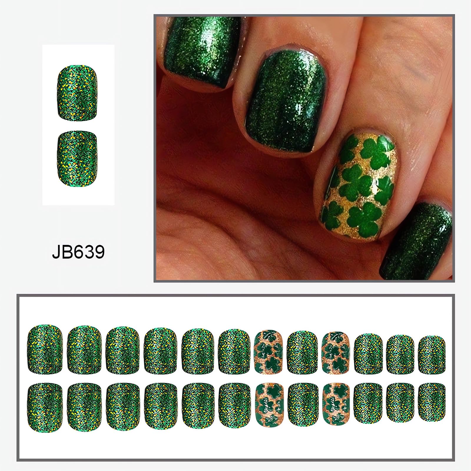 Uñas Sinsen verdes brillo satinado, ajuste cómodo y natural.