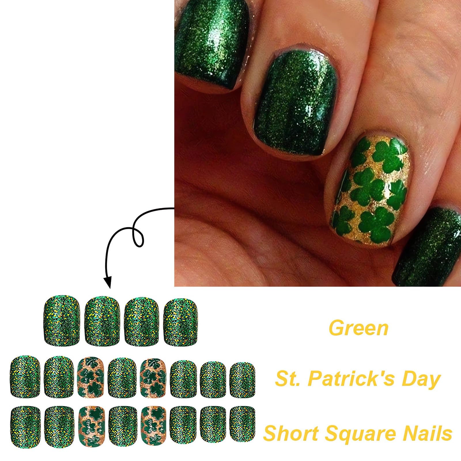 Uñas Sinsen verdes con glitter, diseño completo para eventos.