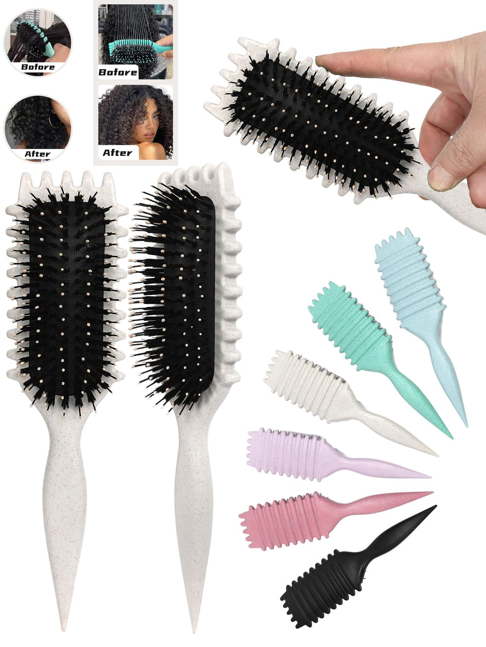Sintario beige curl defining brush flexible nylon bristles glide through knots to reduce frizz.