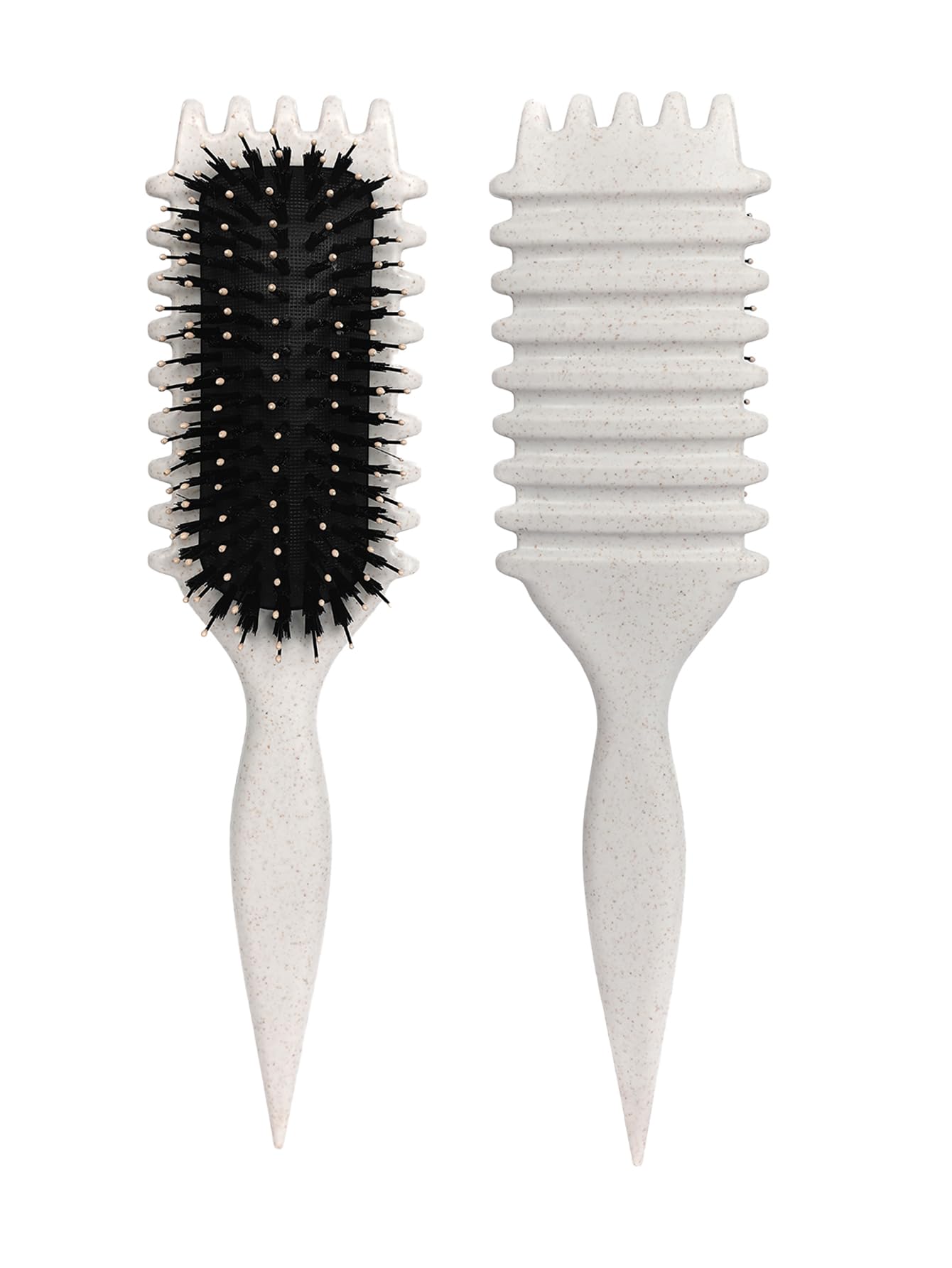 Sintario beige curl defining brush detangles hair smoothly for wet and dry styling.