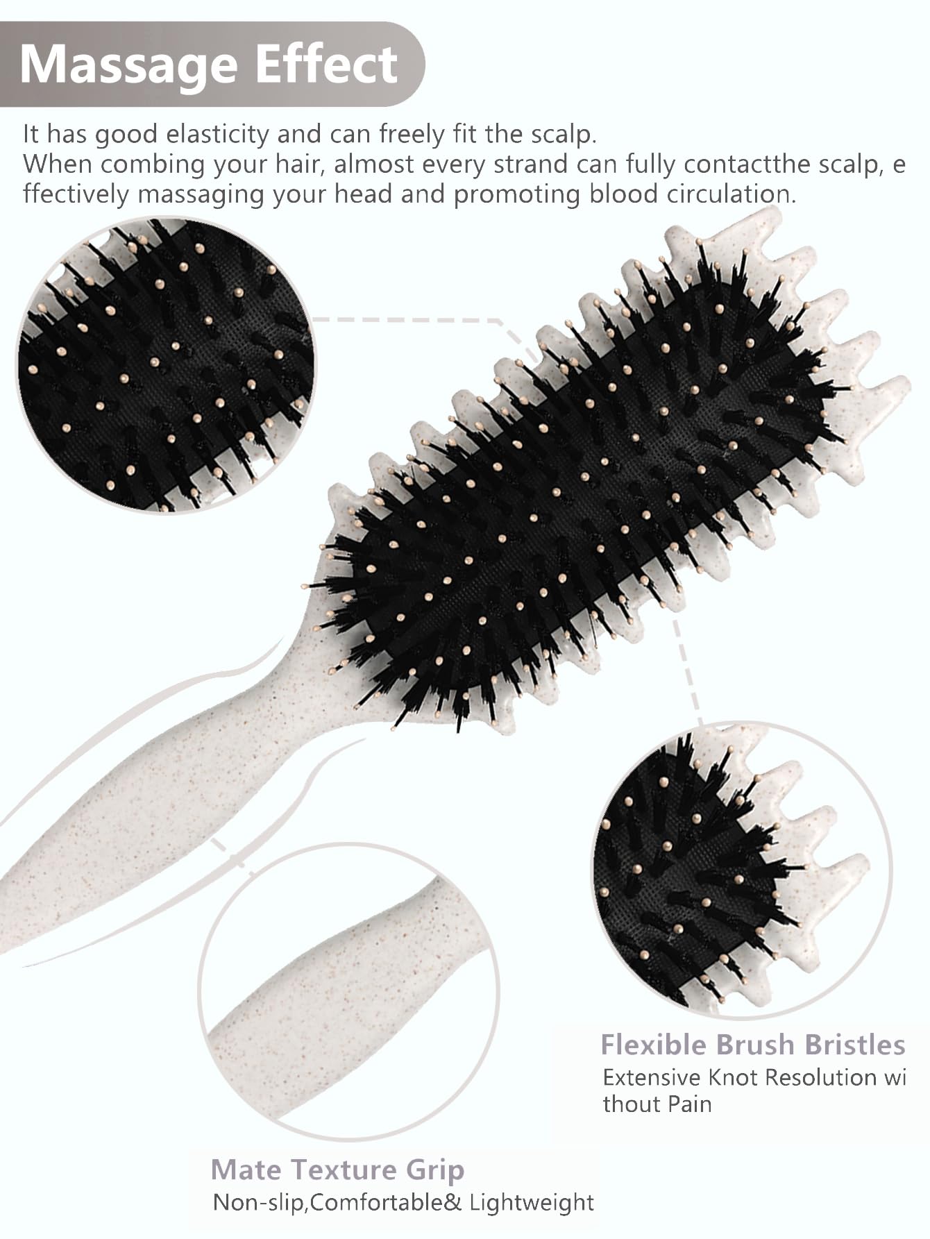 Sintario beige curl defining brush refreshes second day hair with defined curls and less frizz.