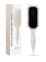 Sintario beige curl defining brush with ergonomic handle for comfortable detangling and defined curls.