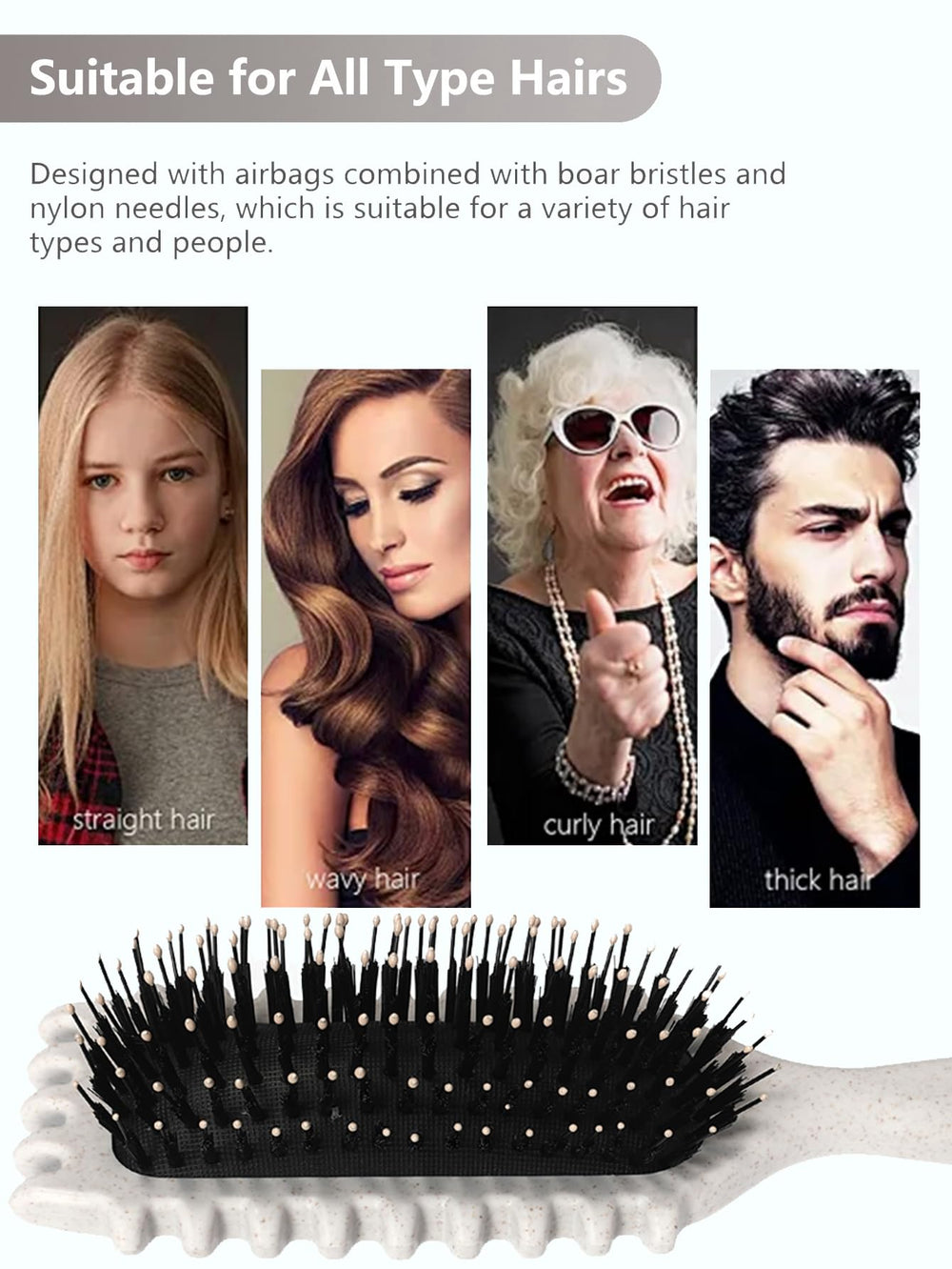 Sintario beige curl defining brush enables quick multipurpose styling for everyday use.