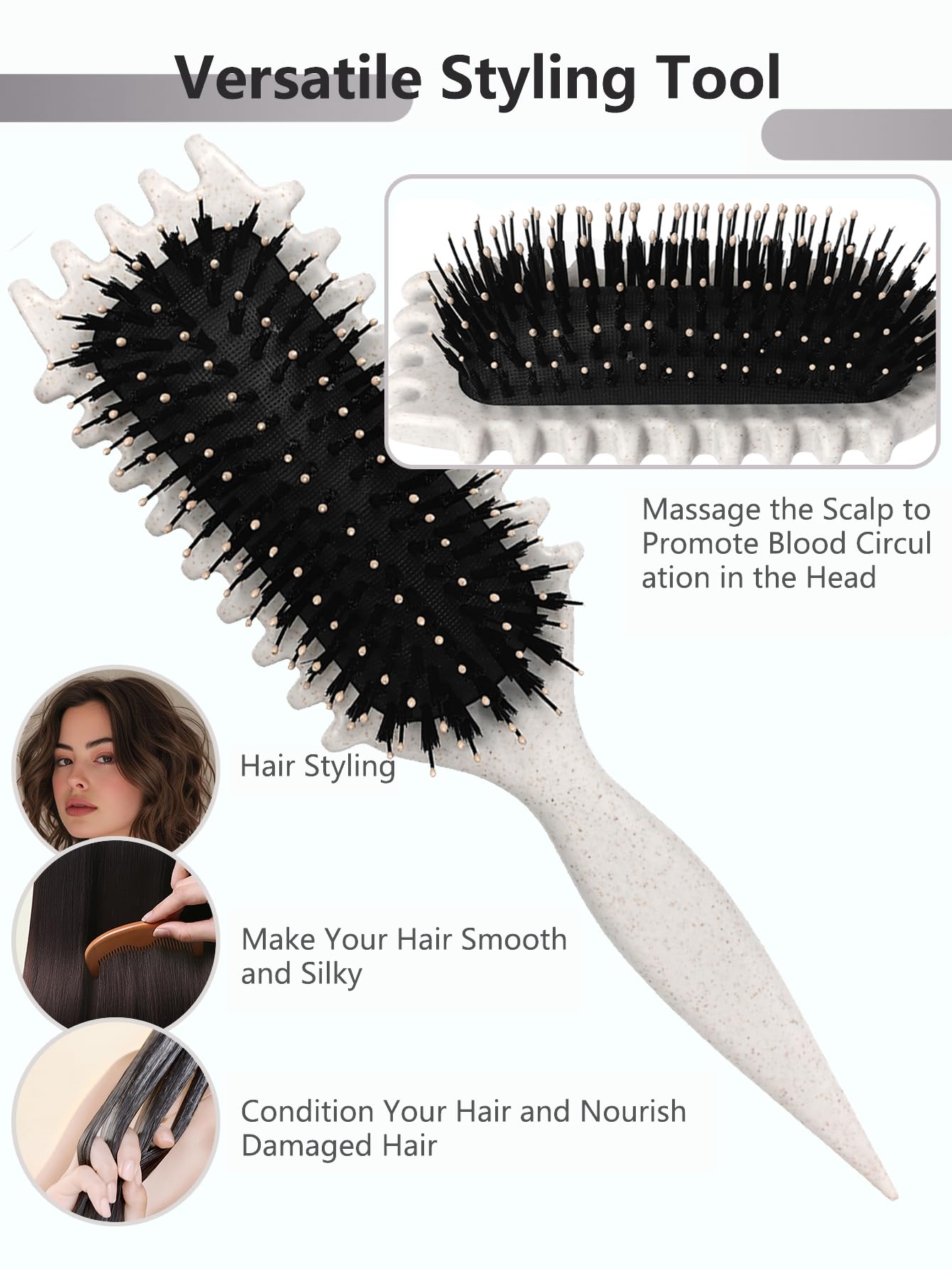 Sintario beige curl defining brush helps on wet hair for gentle shaping without pulling.