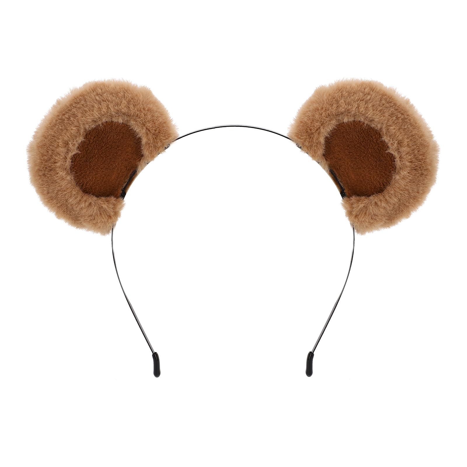 SIOTMERA Bear Ears Headband in brown keeps hair away during skincare