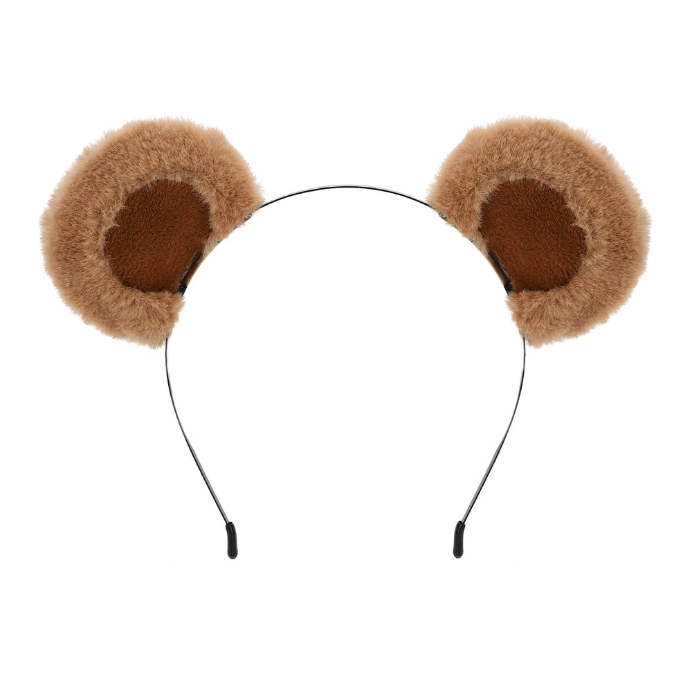 SIOTMERA Bear Ears Headband in brown keeps hair away during skincare
