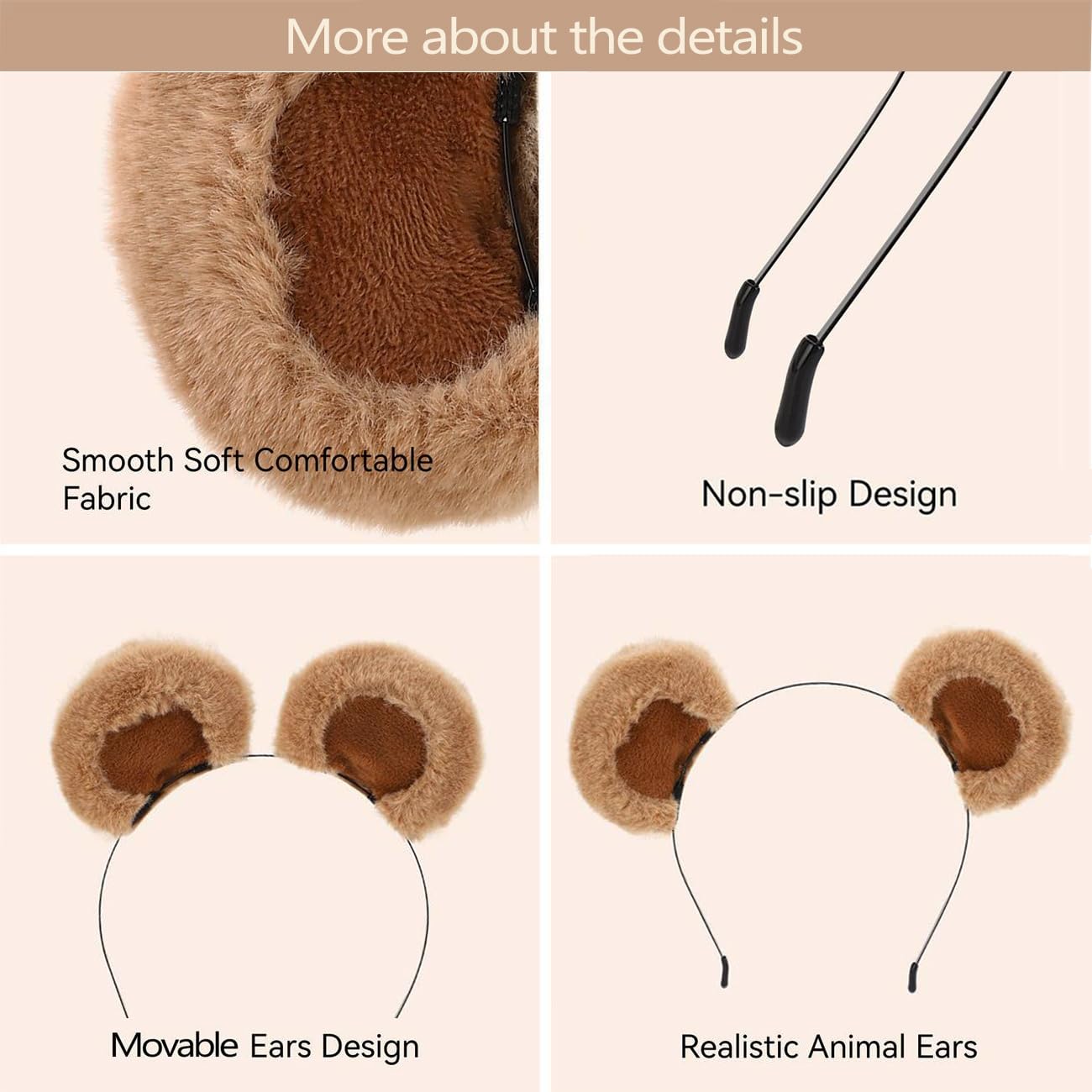 SIOTMERA Bear Ears Headband features soft fur and skin-friendly texture