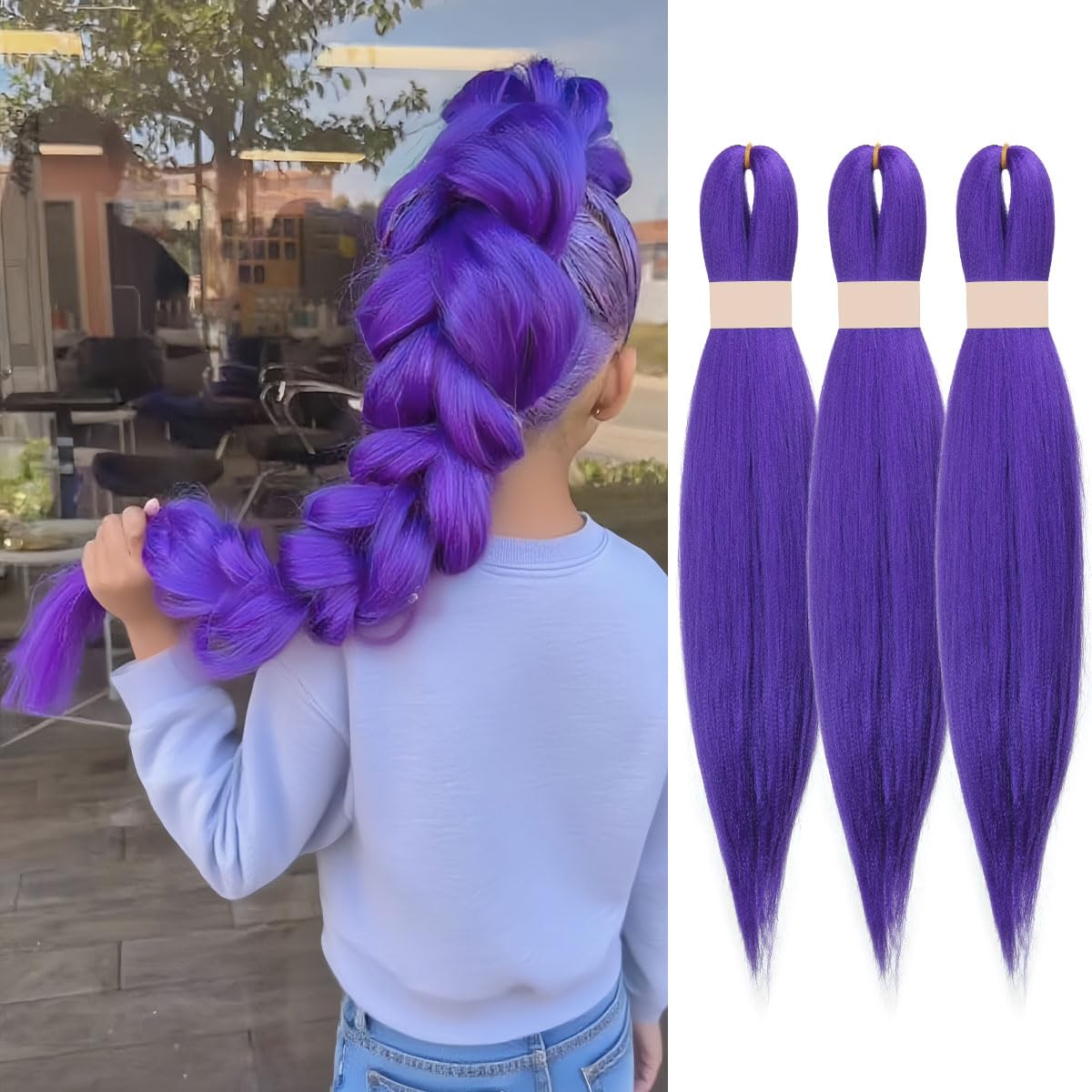 Siphis 26-inch purple braiding hair extensions long and vibrant for stage performances.